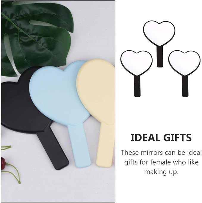 Beaupretty 3pcs Heart Makeup Mirror Heart Shaped Mirror Handheld Cosmetic Mirror Vanity Mirror