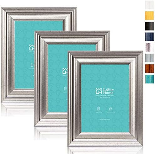 LaVie Home 5x7 Picture Frames (3 Pack, Silver) Photo Frame Set with High Definition Glass for Wall Mount & Table Top Display