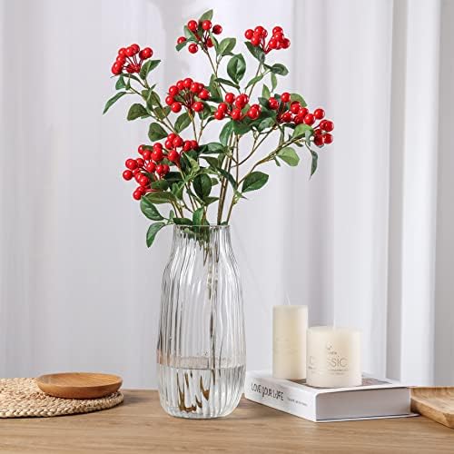 Clear Tall Vase,Large Clear Vases for Flowers,H-12.0" Simple Striped Design for Home Floor Decor,Farmhouse Decor, Centerpiece Coffee Table Decorations