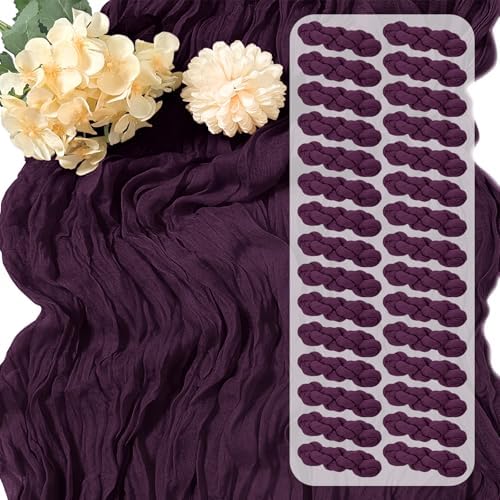 30 Pack Dark Purple Cheesecloth Table Runner 17 x 108 inch Cheese Cloth Table Runners 9ft Terracotta Table Runner Rustic Romantic Sheer Gauze Runner for Wedding Party Baby Shower Table Decoration