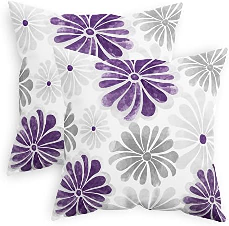 CaliTime Decorative Couch Throw Pillow Covers, 18 X 18 Inches, Purple