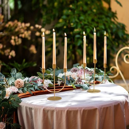 Sziqiqi Gold Candelabra Candle Holders Set of 6, for Wedding Table