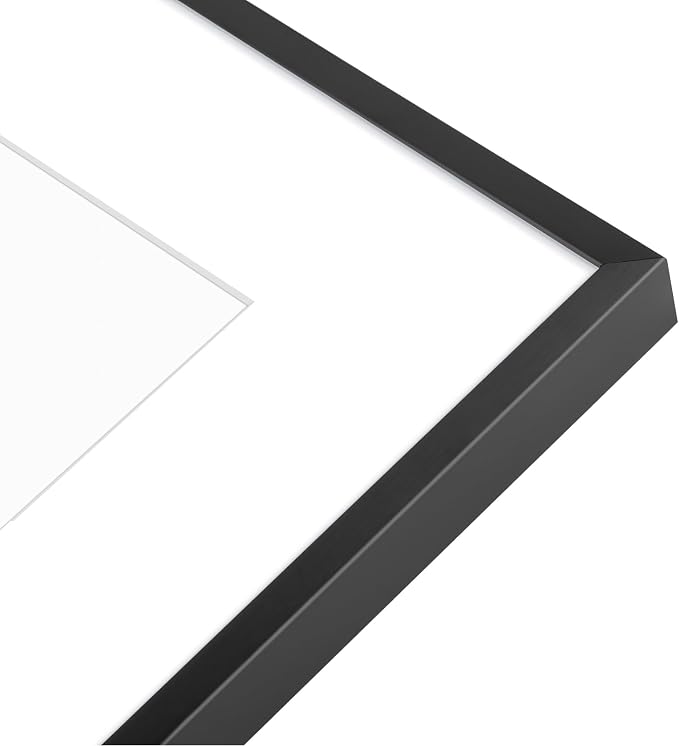 Golden State Art 7 Pack Black Aluminum Frame with White Mat, Real Glass | Includes One 11x14, Two 8x10, Four 5x7 Frames with Sawtooth Hangers for Wall Mounting. Great for gallery wall