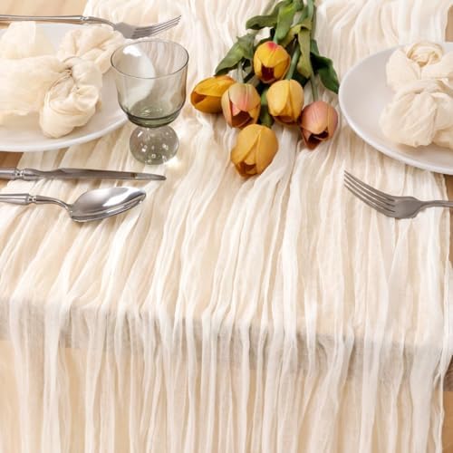 12 Pack Ivory White Cheesecloth Table Runner Rustic Gauze Centerpiece