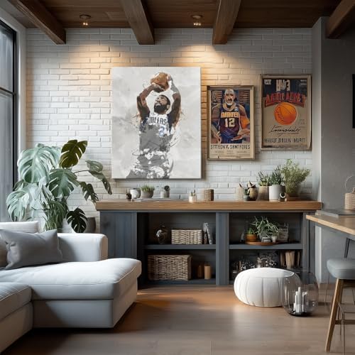 Kyrie Irving Basketball Canvas Wall Art, Sports Player Poster, 8x10 Inch | Abstract splash ink athletic artwork, motivational sports wall decor for teen boys room, bedroom, living room, gym or office
