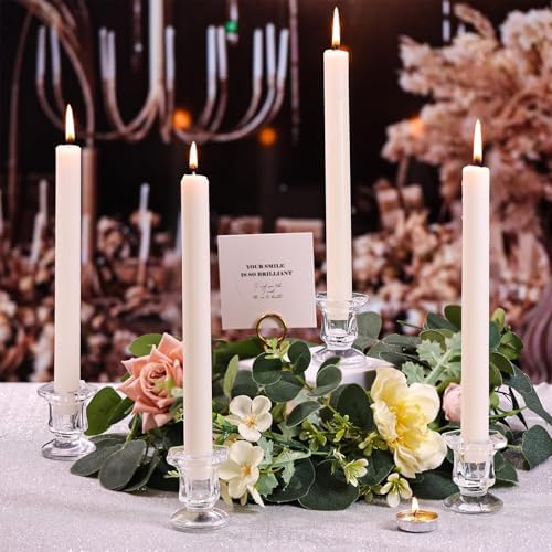 Lanttu 12 Pcs Clear Candlestick Holders Bulk Glass Candle Holders Set Clear