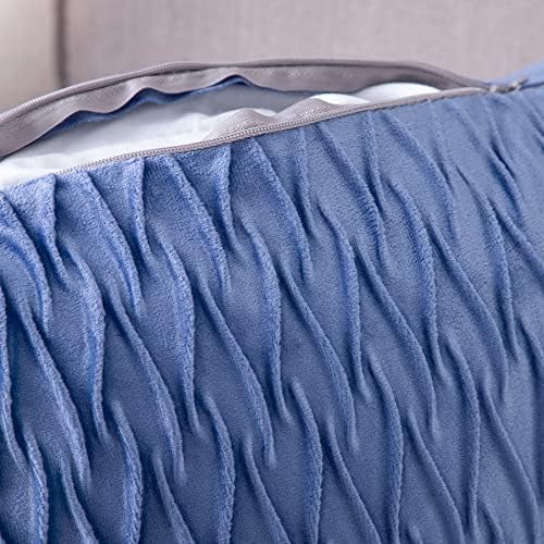 MADIZZ Set of 2 Super Soft Velvet Decorative Throw Pillow Covers 24x24 inch Royal Blue Square with Texture Luxury Style Cushion Case European Pillow Shell for Sofa Bedroom