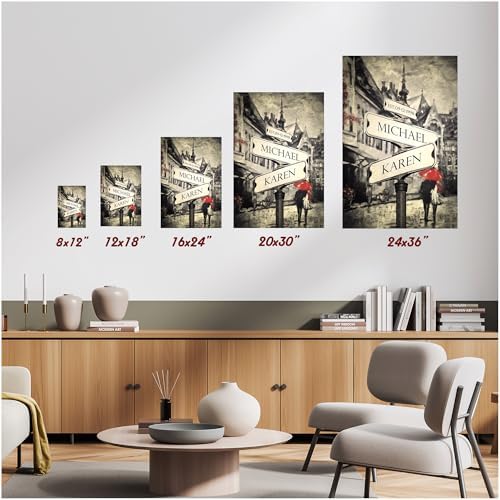 A&T ARTWORK Couple's Street Signs Canvas Poster Prints Gift,includes Names and the Date Unique Gift for the Anniversary.Canvas Poster UNFRAMED