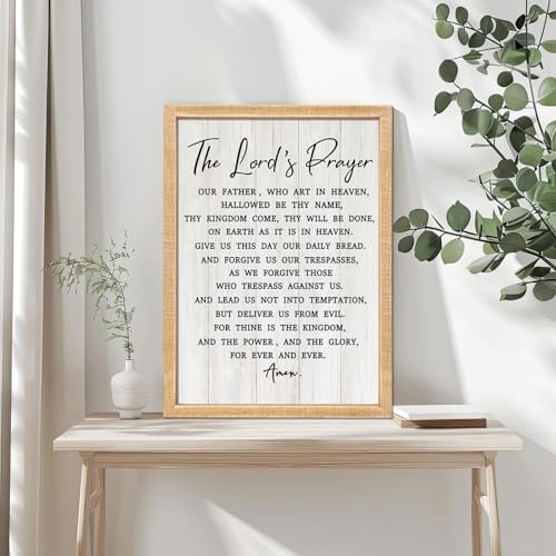 The Lord’s Player Rustic Bible Verse Framed Wall Art, 11''×16'' Narrow Positive Religious Christian Saying Sign for God Jesus Christ Prayer, Vintage Holy Inspirational Catholic Scripture Decor