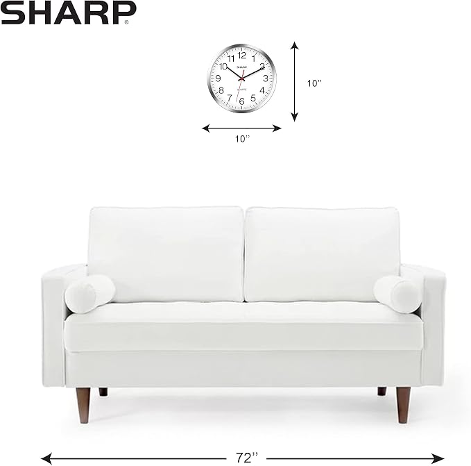 Sharp Wall Clock – Silver/Chrome, Silent Non Ticking 10 Inch Quality Quartz Battery Operated Round Easy to Read Home/Kitchen/Office/Classroom/School Clocks, Sweep Movement (Pack of 3)