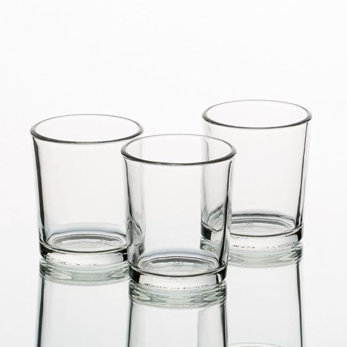 Set of 12 Richland Votive Candles Ivory Unscented and 12 Clear Glass Eastland Votive Holders