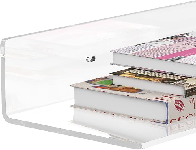 Sezanrpt Acrylic Wall Shelves 36 24 12 Inches, Clear Floating Shelf for Wall, Wall Mounted Display Shelves for Plants, Radio, Funko Pop, Stuffed Animal, Books, Clock, Cosmetics, Toiletries