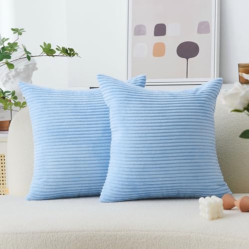 Home Brilliant Large Throw Pillows for Couch Patio Supersoft Square Textured Throw Pillow Cover Euro Sham Decorative for Bed, 26 x 26 inches, Baby Boy Blue