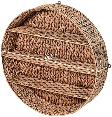 happimess Annulus 3-Shelf Circular Hyacinth Wall Rack 24.6", Brown