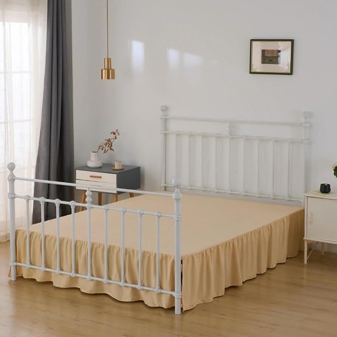Bed Skirt Full Size Ruffled Bed Skirts with Split Corners | Yellow 14 Inch Drop Dust Ruffle Bed Skirts with Platform, 14'' Full, Yellow