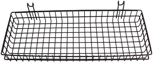 Kaforise Hanging Basket for Wire Wall Grid Panel, Multi-Function Wall Storage and Display Basket, Large Size, Black Painted