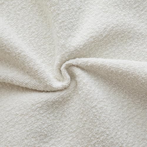 MANDIOO Pack of 2 Decorative Throw Pillow Covers Accent Solid Woven Textured Cushion Covers Pillow Cases Bedroom Living Room Sofa Home 24 x 24 Inch Cream White