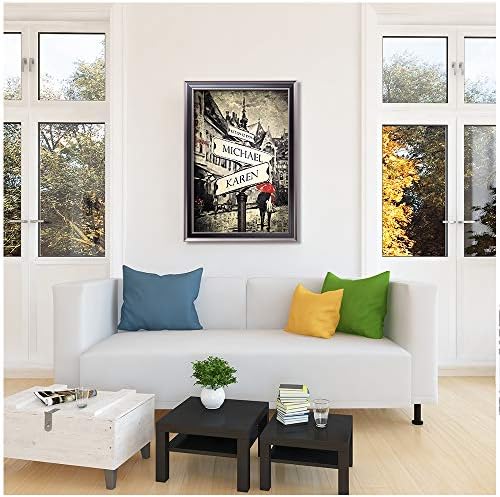 Couple's Street Signs Framed Arts Gift,includes Names and the Date Unique Gift for the Anniversary.With Different Frame Styles Framed Size:21 5/8X15 1/2 inches
