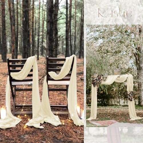 30 Pack Ivory Table Runner 10Ft Cheesecloth Table Runner Boho Gauze Table Runners Romantic Long Sheer Fabric Cream Table Runners for Wedding Party Bridal Shower