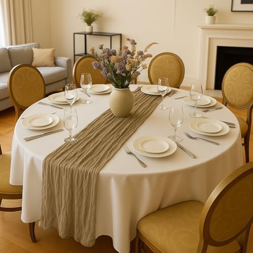 10FT Brown Cheesecloth Table Runner 120 Inch Rustic Boho Gauze Cheese Cloth Table Runner for Wedding Baby Shower Bridal Shower Birthday Party Home Decorations