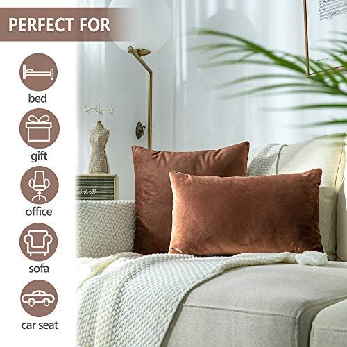Stellhome Velvet Pillow Covers Decorative Cushion Covers for Bed Couch Sofa Bench, 16 x 16 inch (40 x 40 cm), Chocolate, Pack of 2