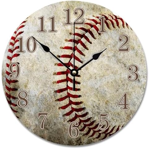 ArogGeld Baseball Sport Clock Cute Baseball 10 Inch Large Wall Clocks