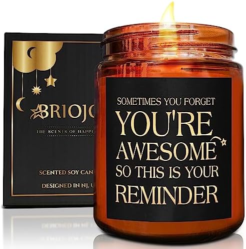 Inspirational Candles for Women Men - Unique Birthday, Appreciation, Relaxation - Gift for Her Him Sister Son Daughter Best Friend Coworker - Mahogany Teakwood Scented Soy Candle for Home