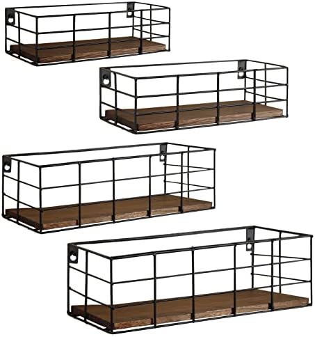 Fixwal Wire Frame Floating Shelves for Wall Storage 4 Different Sizes