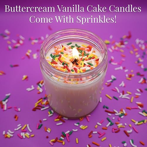 50th Birthday Gifts for Women - Best Ideas, Buttercream Vanilla Scented with Sprinkles on Top, 100% Soy Candle for Women, Mom, Friends, Wife, Sister, Grandma, Handmade Aromatherapy Candles Decoration