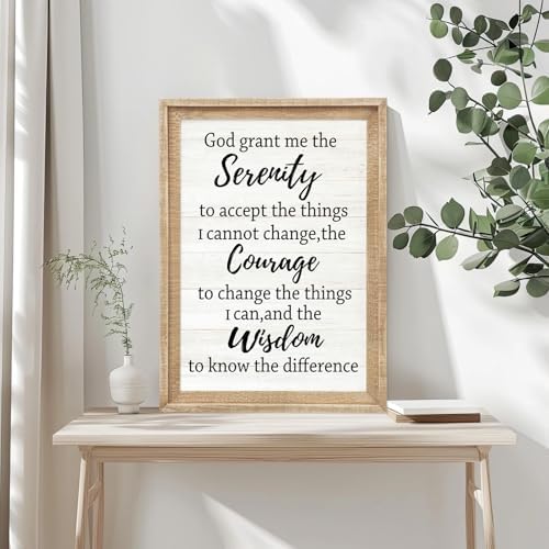 Serenity Prayer Rustic Bible Verse Framed Wall Art, 16''×11'' Religious Christian Saying Sign for God Jesus Christ Prayer, Vintage Positive Horizontal Holy Inspirational Catholic Scripture Gift Decor