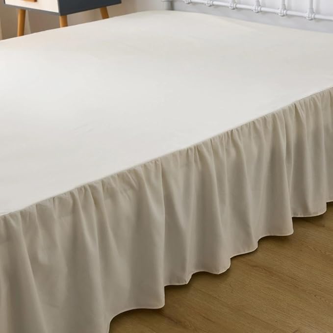Bed Skirt Full Size Ruffled Bed Skirts with Split Corners | 14 Inch Drop Dust Ruffle Bed Skirt with Platform, Cream, 14" Full