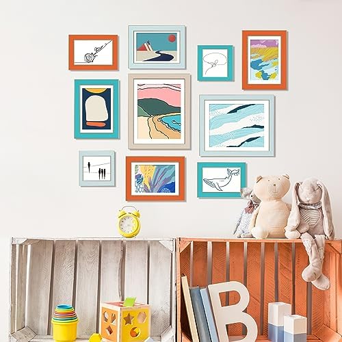 VIOLABBEY 8x10 Picture Frames Set of 4, Colorful Blue Frame of Modern Style