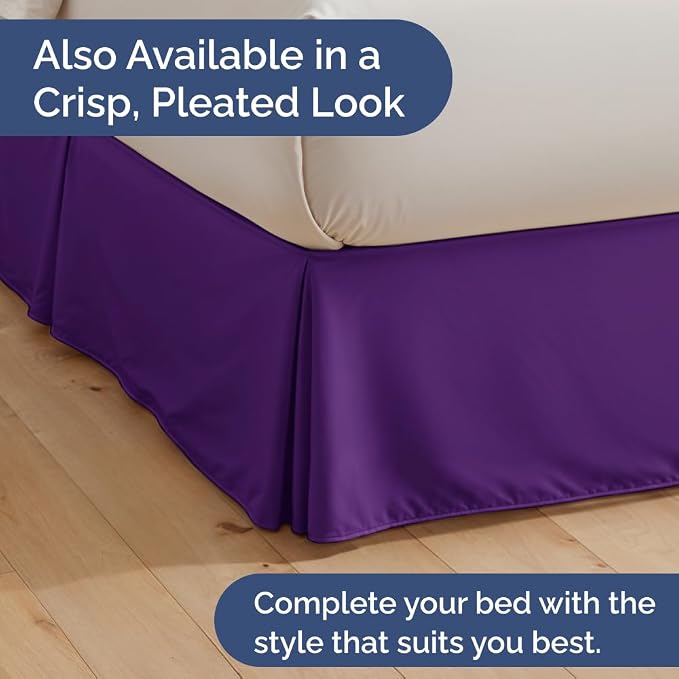Bedskirt Full Size Ruffle - Ruffled Bed Skirt - 12 Inch Drop - Purple | Bedskirt with Platform, Ultra-Soft Premium Hotel Quality, Wrinkle Free, Fade & Shrink Resistant, for Women, Men, Kids & Teens