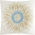 OiseauVoler Decorative 3D Flower Throw Pillow Covers Handmade Cushion Cover Cases for Couch Bed Living Room Farmhouse Home Decor 18 x 18 Inch Beige