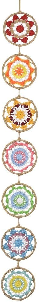 DrCor Colorful Rainbow Boho Wall Decor - Crochet Mandala Dream Catcher