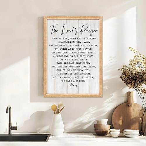 The Lord’s Player Rustic Bible Verse Framed Wall Art, 11''×16'' Narrow Positive Religious Christian Saying Sign for God Jesus Christ Prayer, Vintage Holy Inspirational Catholic Scripture Decor