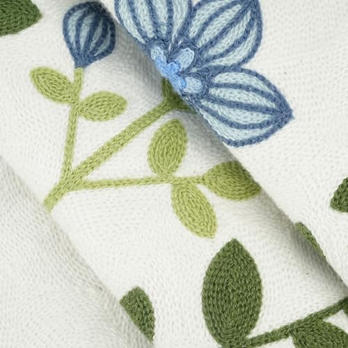 Merrycolor Decorative Pillow Cover, Embroidered Green Leaves Decorative Throw Pillow Covers Couch Square Pillowcases Cushion for Bedroom Sofa Farmhous（Pack of 1
