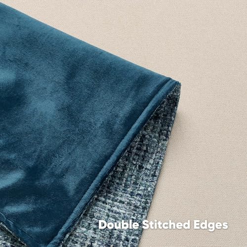 HAUSSY Pack of 2 Chenille Tweed Throw Pillow Covers 26x26 Inch, Navy Blue
