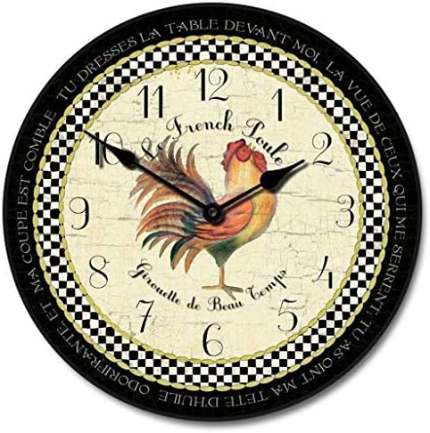 Romanic Rooster in Black Wall Clock | Ultra Quiet Quartz Mechanism | Hand Made in USA Beautiful Crisp Lasting Color | Comes in 8 Sizes | 24-Inch