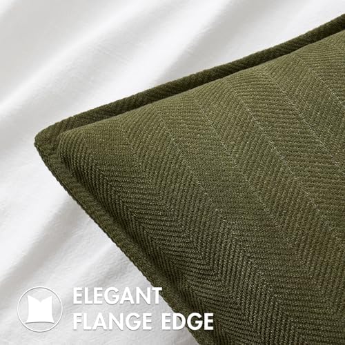 MIULEE Pack of 2 Olive Green Euro Shams Chenille Pillow Covers 26x26 Inch