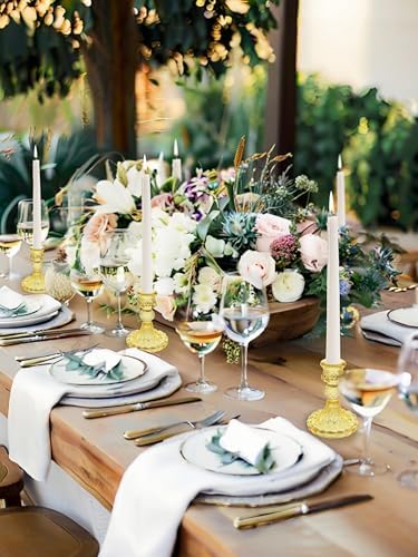 Clear Glass Candlestick Holders, Taper Candle Holders, Set of 6