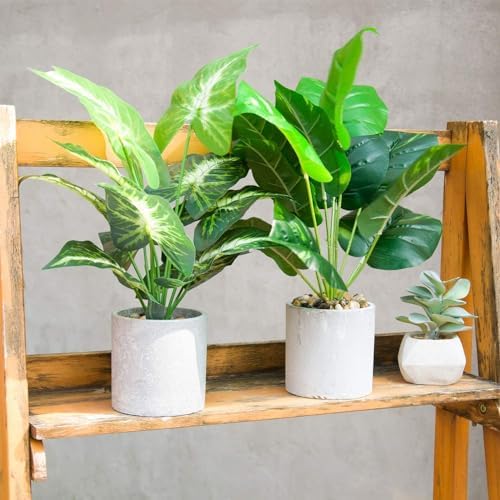 Der Rose 2 Pack 16" Indoor Fake Plants Sage Green for Office Desk Decor