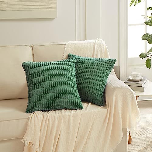 Fancy Homi 4 Packs Decorative Throw Pillow Covers for Living Room Couch Bed, Modern Farmhouse Boho Home Décor Accent Cushion Case, 18" x 18", Green