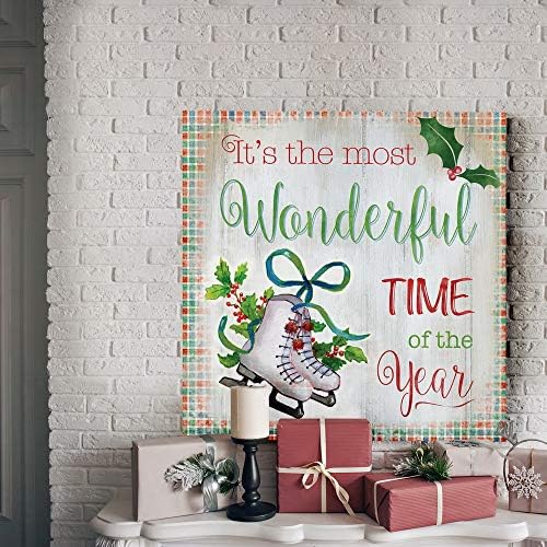 Renditions Gallery Canvas Wall Art for Christmas Decorations Most Wonderful Time of the Year Abstract Artwork for Living Room Office Home Kitchen Decor - 32"X32" LT05