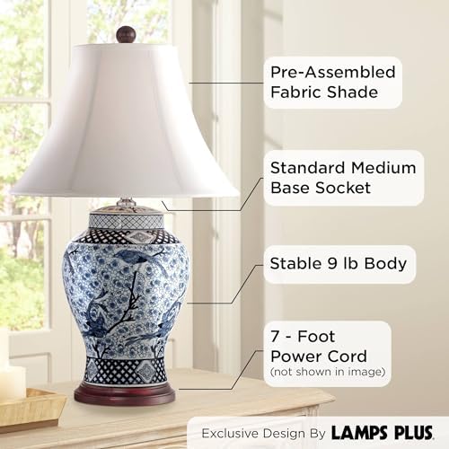 Shonna Garden Bird 27" Tall Table Lamp Blue White Porcelain Traditional