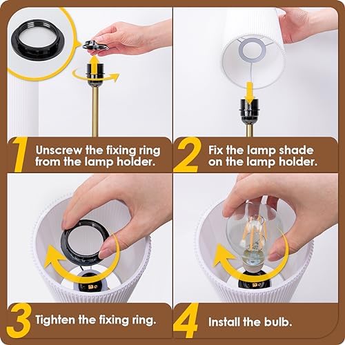 Bedside Lamp with USB port - Touch Control Table Lamp for Bedroom Wood 3 Way Dimmable Nightstand Lamp with Round Pleated Shade for Living Room, Dorm, Home Office (LED Bulb Included) (Pleated)