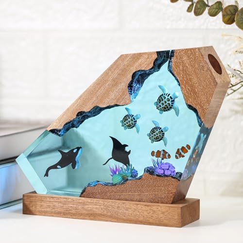 Handmade 3D Orca Ocean Resin Lamp for Home Office Decor