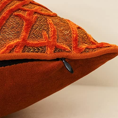Yangest Burnt Orange Twigs Throw Pillow Cover Branches Velvet Cushion Case Neutral Pillowcase for Sofa Couch Bedroom Living Room Home Decor,18x18 Inch