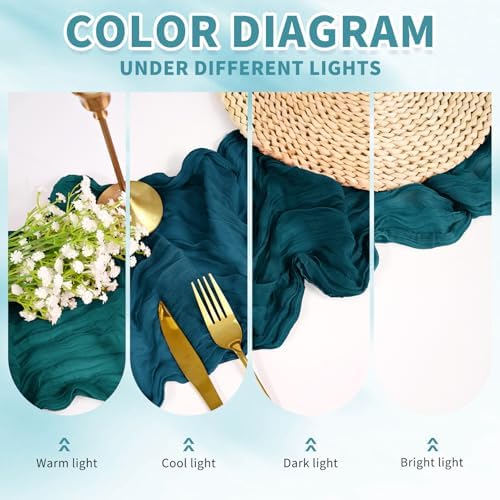 20 Pack Teal Cheesecloth Table Runner Long,21.5 x 120 Inch