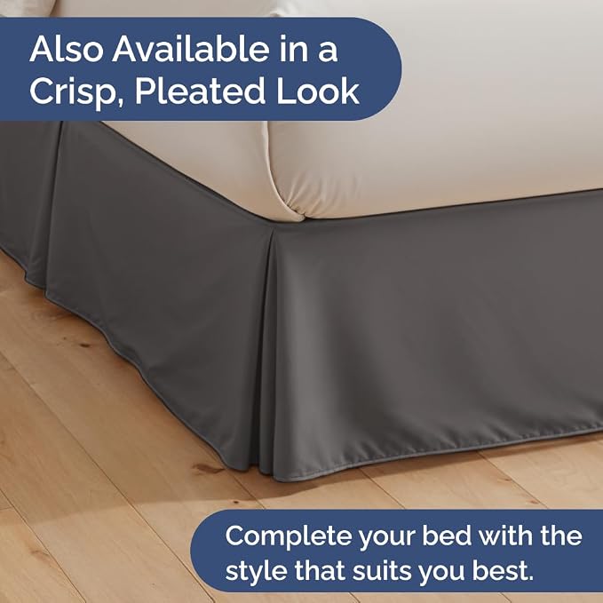 Bedskirt Full Size Ruffle - Ruffled Bed Skirt - 12 Inch Drop - Dark Grey | Bedskirt with Platform, Ultra-Soft Premium Hotel Quality, Wrinkle Free, Fade & Shrink Resistant, for Women, Men, Kids & Teens